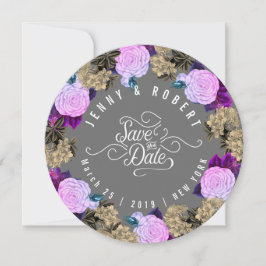 Reserve A Data Cinza Carvão Mal-humorado Floral Vintage Fúcsia Ro