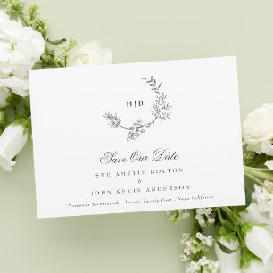 Reserve A Data Cinza Clássica CÓDIGO QR Wreath Foto de Casamento