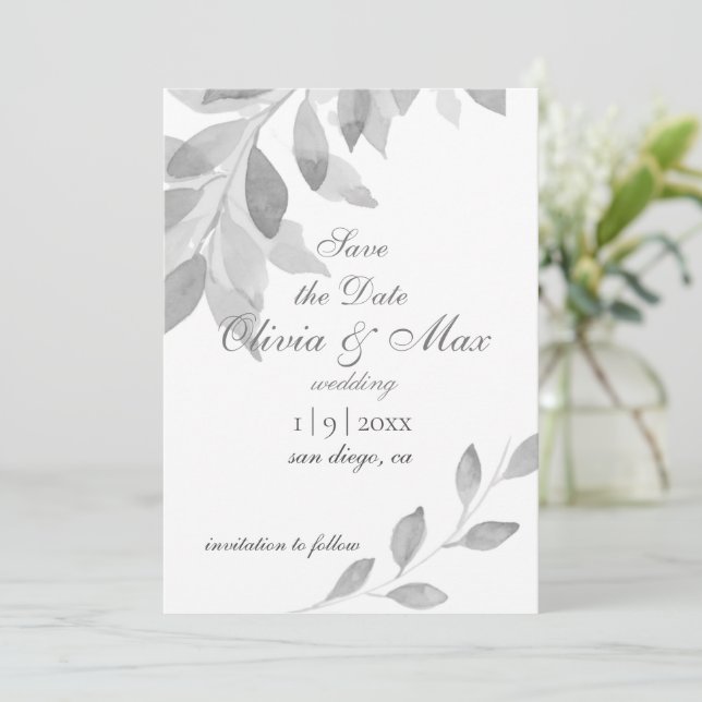 Reserve A Data Cinza e Branco Aquarela Salvar a Data (Em pé/Frente)