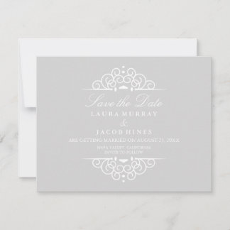 Reserve A Data Cinza e Branco Rolagem Antiga Casamento Salve A Da