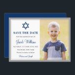 Reserve A Data Cinza Elegante e Bar azul Marinho Mitzvah Foto<br><div class="desc">Cinza Elegante e Bar Azul Mitzvah Foto para salvar a data</div>