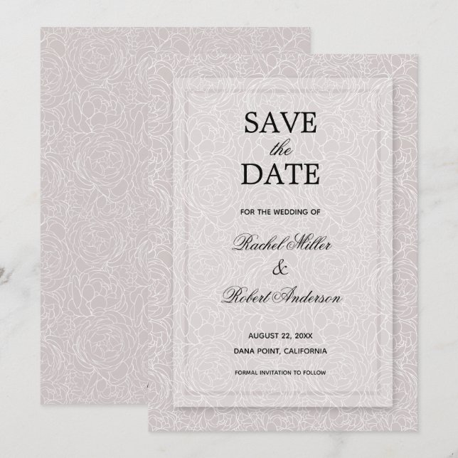 Reserve A Data Cinza Floral Lilac (Frente/Verso)