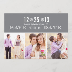 Reserve A Data Cinza legante Snowflake Salve as Datas e Fotos