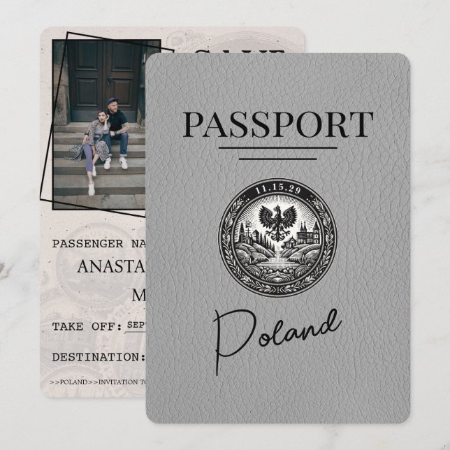 Reserve A Data Cinza Passport Salvar a Data (Frente/Verso)