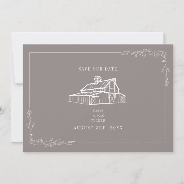 Reserve A Data Cinza Rustic Barn Wedding Ametimst Salva A Data (Frente)