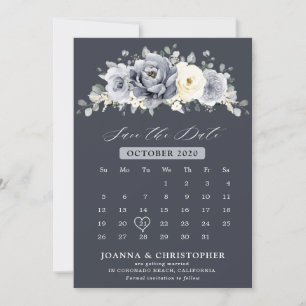 Reserve A Data Cinza Silver Floral Floral de Inverno Calendário S