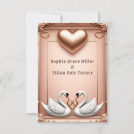 Reserve A Data 💍 Cisne em ouro rosa Decoração de Casamento 💍