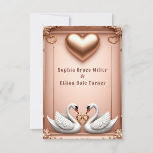 Reserve A Data 💍 Cisne em ouro rosa Decoração de Casamento 💍