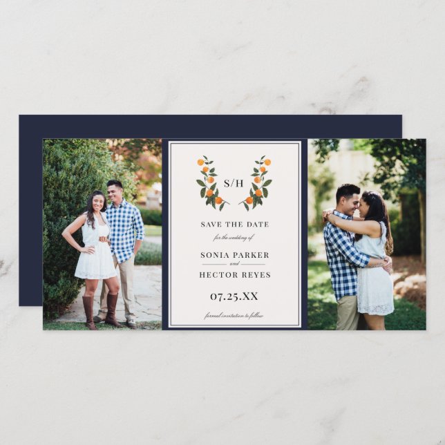 Reserve A Data Citrus Crest Monograma Foto (Frente/Verso)