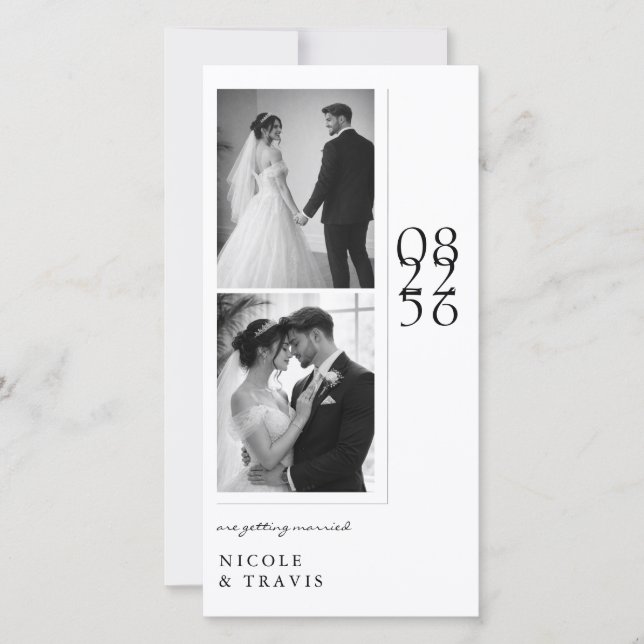 Reserve A Data Classic Black & White Photo Bookmark Save the Date (Frente)
