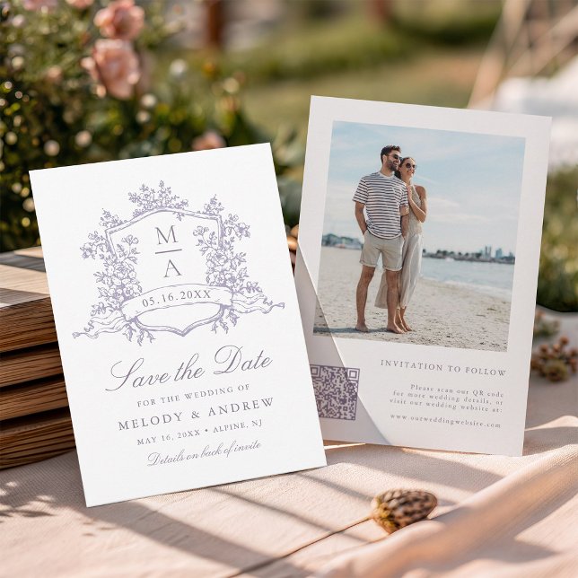 Reserve A Data Classic Bloom Garden Lavender Wedding Photo  (Front & Back)