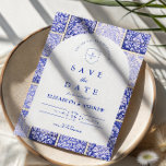 Reserve A Data Classic Blue Porcelain Patchwork Wedding<br><div class="desc">A timeless blue and white design inspired by classic Delft porcelain and French toile patterns. The patchwork tile border combines delicate florals, stripes, and ornamental motifs that evoke vintage European ceramics. A soft arched panel in the center keeps the layout refined and elegant while allowing the details of the porcelain-inspired...</div>
