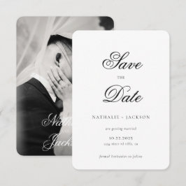 Reserve A Data Classic Elegant Script Photo Wedding Save the Date