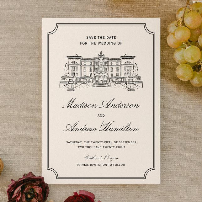 Reserve A Data Classic Estate Illustration Wedding (Criador carregado)