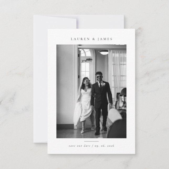 Reserve A Data Classic Formal Wedding Photo Save the Date (Frente)