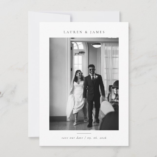 Reserve A Data Classic Formal Wedding Photo Save the Date (Frente)