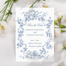 Classic French Blue Flowers & Ribbons Wedding