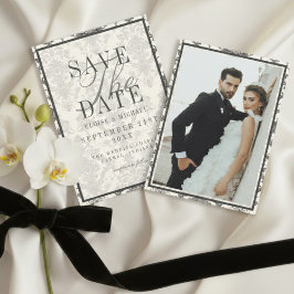 Reserve A Data Classic Ivory Damask Rococo Pattern Photo Wedding