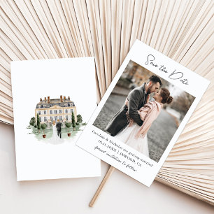 Reserve A Data Classic Watercolor English Manor House Wedding