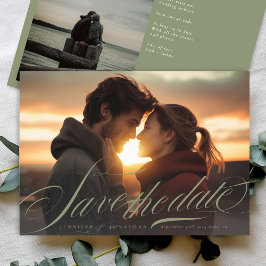 Reserve A Data Clássica Caligrafia Verde Clássica Código QR Dois 