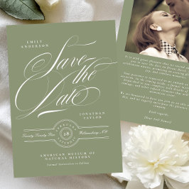 Reserve A Data Clássico Black Tie Sage Green Calliografia