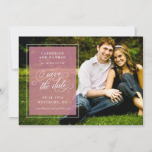 Clássico Casamento de Script Elegante Branco e Ros