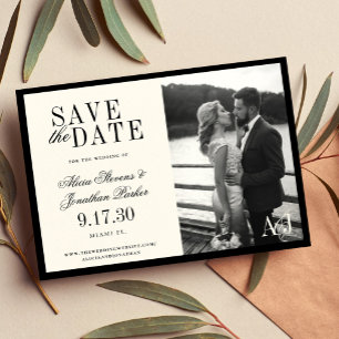 Reserve A Data Clássico casamento foto preto marfim vintage