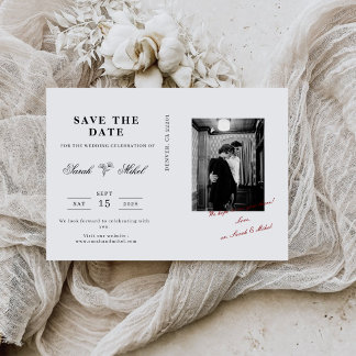 Reserve A Data Clássico Casamento Foto Script Elegante Vintage