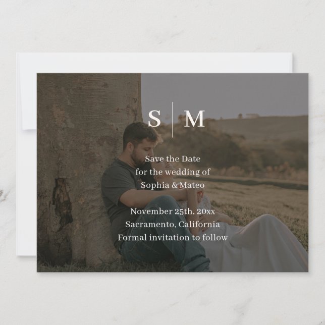 Reserve A Data Clássico Elegante 2 Fotos Casamento Save The Date (Frente)