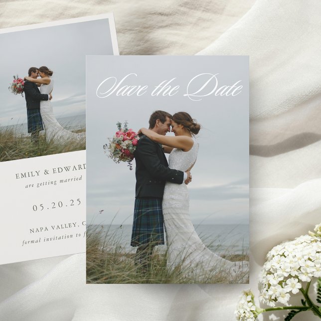 Reserve A Data Clássico Elegante Duas Fotos de Casamento Salve a  (Criador carregado)