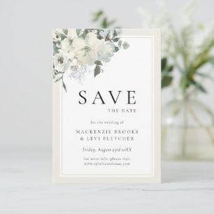 Reserve A Data Clássico Elegante Neutro de Ivory Cream Floral