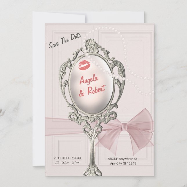 Reserve A Data Clássico feminino vintage casamento (Frente)