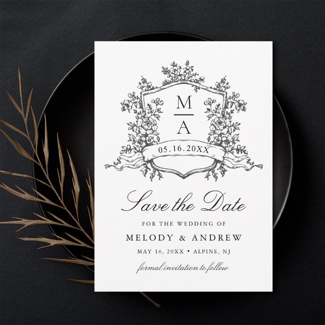 Reserve A Data Clássico Festa Floral Negra e Casamento Branco (Criador carregado)