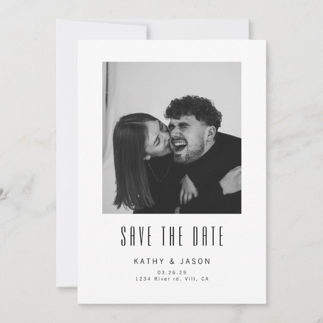 Reserve A Data Clássico Moderno Foto de Casamento Save The Date (Frente)