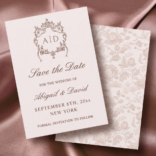 Reserve A Data Clássico Vintage Crest Casamento Salvar a Data