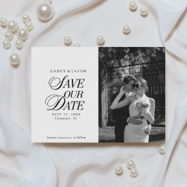 Reserve A Data Classy Black and White Elegant Save the Date Card