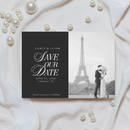 Reserve A Data Classy Black and White Elegant Save the Date Card