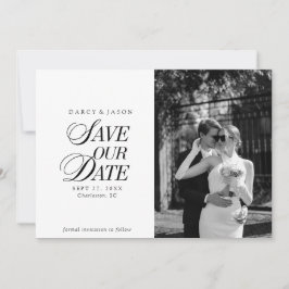 Reserve A Data Classy Black and White Elegant Save the Date Card