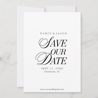 Reserve A Data Classy Black and White Elegant Save the Date Card