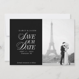 Reserve A Data Classy Black and White Elegant Save the Date Card