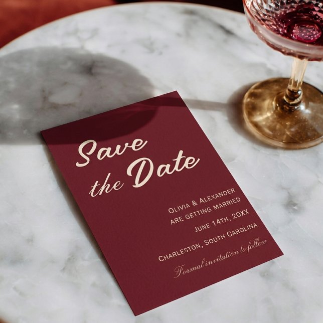 Reserve A Data Classy Deep Red Cream Fancy Chic Wedding (Criador carregado)