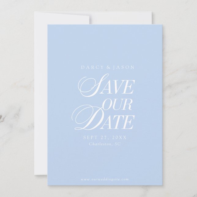 Reserve A Data Classy Pastel Blue Elegant Save the Date Card (Frente)
