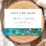 Reserve A Data Claude Monet Water Lily Wedding<br><div class="desc">Casamento moderno elegante salve cartão de data com a pintura Claude Monet Water Lily</div>