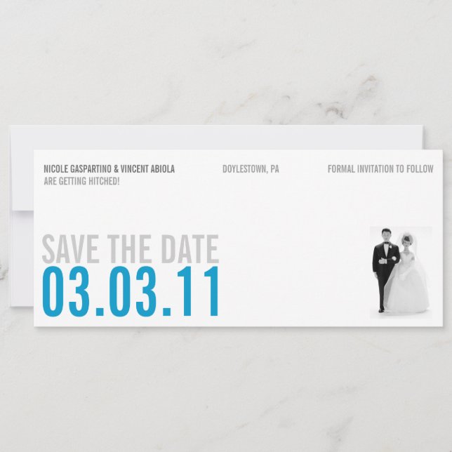 Reserve A Data Clear Blue Kitsch Save The Date (Frente)