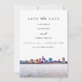 Reserve A Data Cleveland Skyline flat Salvar a placa de data