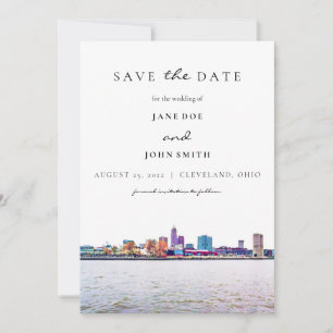 Reserve A Data Cleveland Skyline flat Salvar a placa de data