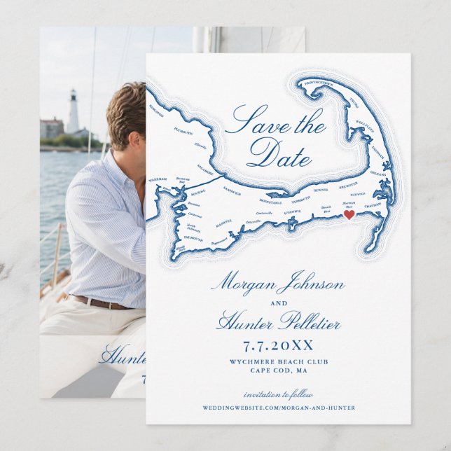Reserve A Data Clube Wychmere Beach Save the Date | Mapa de Cape  (Frente/Verso)