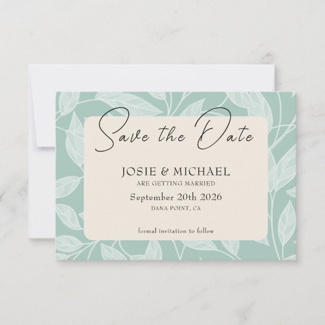 Reserve A Data Coastal Blue Boho photo Flat Save The Date Card (Frente)