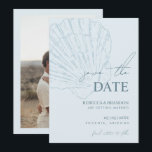 Reserve A Data Coastal Blue Shell Hand Drawn Seashell Wedding<br><div class="desc">Announce your celebration with this coastal blue seashell wedding save the date, featuring delicate hand drawn seashell illustrations and elegant typography. The timeless blue coastal palette creates a refined aesthetic perfect for destination weddings, seaside ceremonies, engagement announcements, rehearsal celebrations, and summer wedding events. This nautical seashell save the date blends...</div>