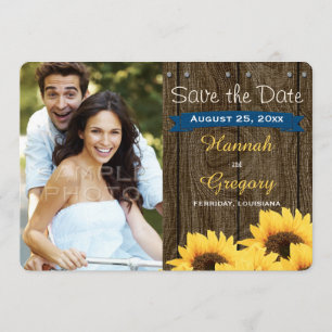 RESERVE A DATA COBALT BLUE RUSTIC SUNFLOWER SALVE A PLACA DE DATA